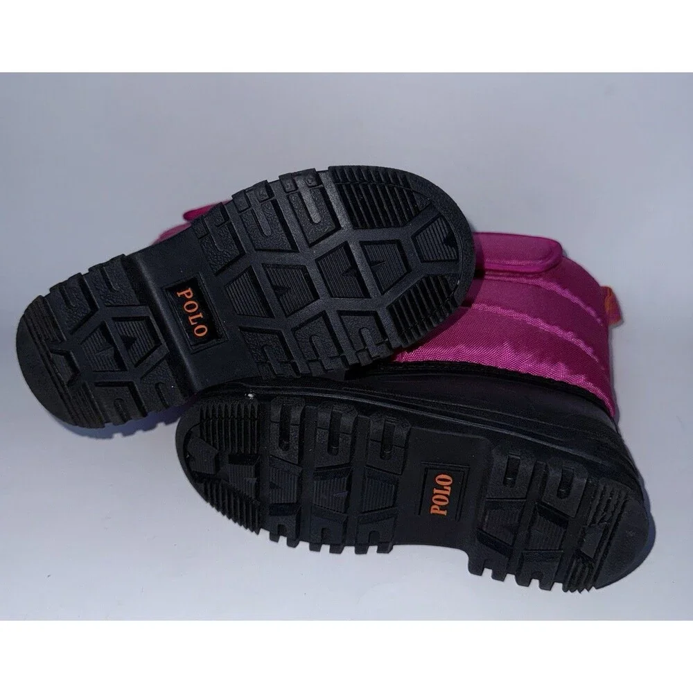 Polo Ralph Lauren Black & Pink Hamilten II EZ Girls Snow Boots Size 10
